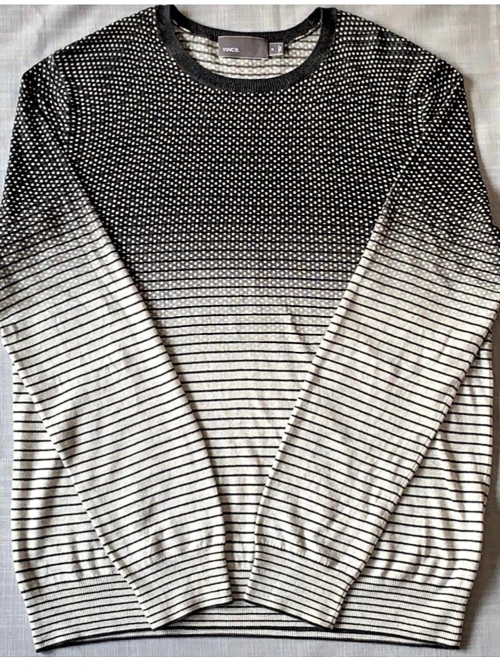 Vince Luxury Ombré Micro-Dot to Stripe Cashmere Blend Sweater M - Picture 2 of 8